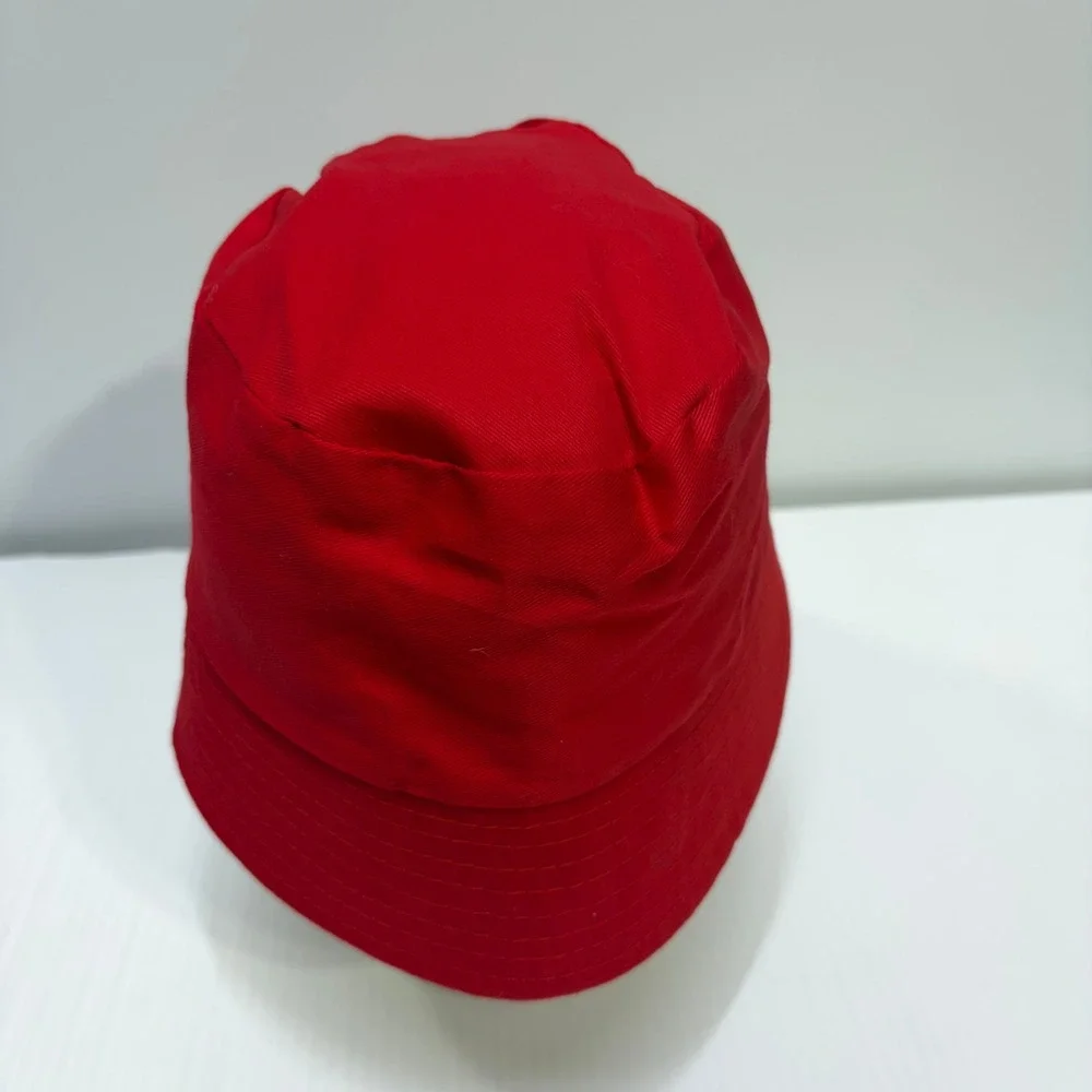 Red Bucket Hat Womens Solid Cotton Blend Sun Fisherman Summer Beach Travel Cap